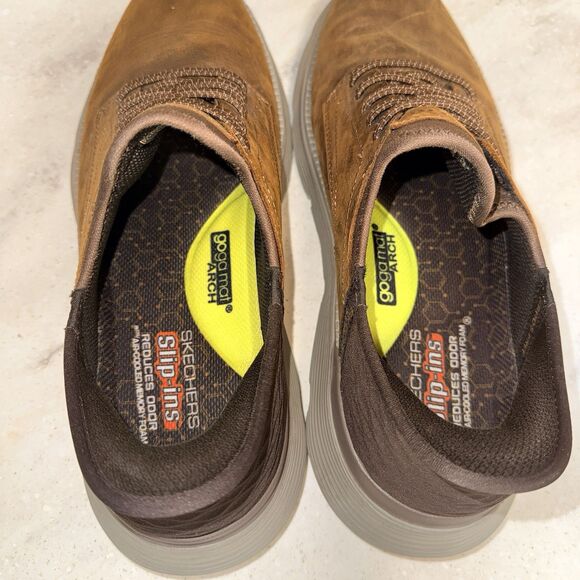 Skechers Hands Free Slip-Ins Garza Gervin Shoes Brown Leather Mens 11.5 EUR 45.5 - Picture 3 of 12